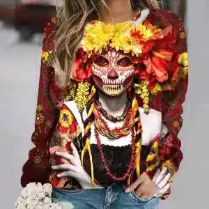 Day of the Dead Floral Skull Face Women's Sweatshirt