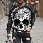 Day of the Dead Sugar Skull Black Men’s Long Sleeve T-Shirt