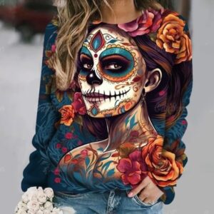 Day of the Dead Sugar Skull Lady Art Women's Sweatshirt