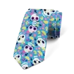 Day of the Dead Sugar Skull Moustache Print Blue Tie