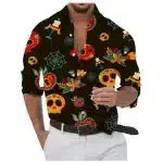 Day of the Dead Sugar Skulls Men's Long Sleeve Dress Shirt