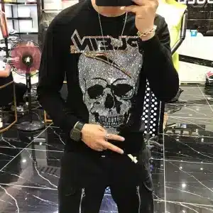 Dazzling Crystal Skull Bling Graphic Men’s Sweatshirt