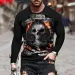 Dead Man's Game Flaming Skull Men’s Long Sleeve T-Shirt