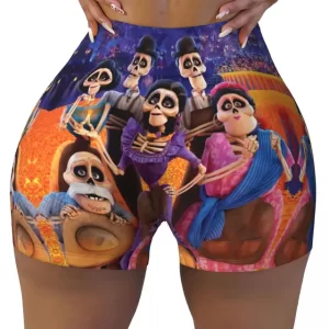 Disney Movie Coco Skeleton Family Women’s Yoga Shorts