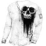 Distressed Skull Grunge Ink Drip Men’s Long Sleeve Shirt
