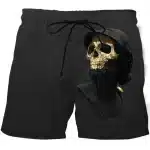 Dope Golden Skull Bust Statue Art Graphic Swim Trunks