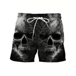 Dual Ghostly Skull Grunge Smoke Gothic Black Men's Shorts