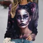 Elegant Realistic Sugar Skull Paint Women's Sweatshirt