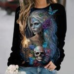 Ethereal Goddess Gothic Floral Skull Art Women's Sweatshirt