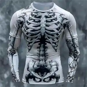 Faded Skeleton Skull Vine Web Men’s Long Sleeve T-Shirt