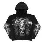 Fall of Sons Tribal Skull Cross Women's Zip-Up Hoodie