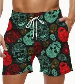 Festive Sugar Skull Smiling Graphic Pattern Men’s Shorts