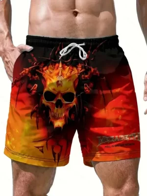 Fiery Hell Demon Skull Inferno Horror Men's Shorts