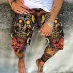 Fiery Skull Tribal Warrior Graphic Men's Shorts