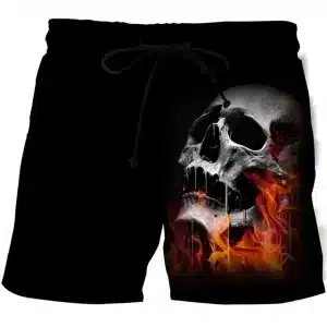 Fiery Tormented Skull Inferno Flame Graphic Swim Trunks