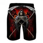 Flame Inferno Reaper Skeleton Dual Scythe Swim Trunks