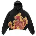 Flaming Demon Skeleton Graphic Black Women's Hoodie