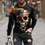 Floral Cosmic Skull Abstract Art Men’s Long Sleeve T-Shirt