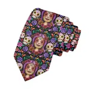 Floral Lady Sugar Skull Day of the Dead Gothic Necktie