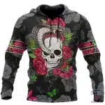 Floral Skull Snake Garden Gothic Graphic Art Men’s Hoodie