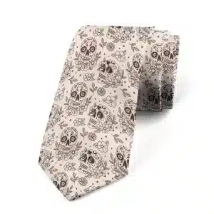 Floral Sugar Skull Day of the Dead Pattern Graphic Tie