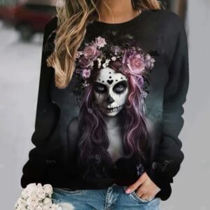 Floral Sugar Skull Queen Shadow Gothic Women's Sweatshirt