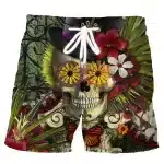 Floral Top Hat Skull Tropical Garden Gothic Men’s Shorts