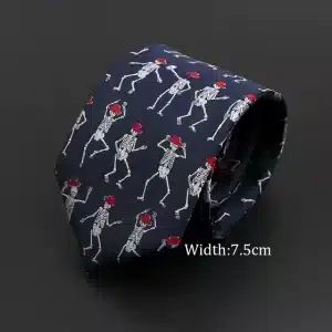 Funny Dancing Skeletons Red Hats Pattern Necktie