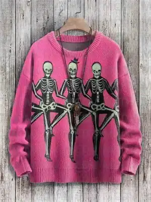 Funny Dancing Trio Skeletons Graphic Women's Sweatshirt