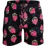 Funny Pink Candy Swirl Skull Pattern Black Swim Trunks