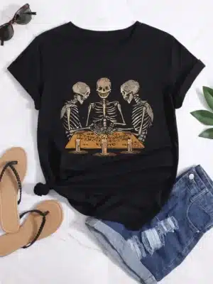 Funny Skeletons Playing Ouija Board Cult Women's T-Shirt