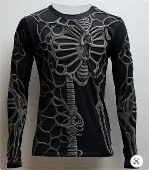 Futuristic Abstract Rib Skeleton Men’s Long Sleeve T-Shirt