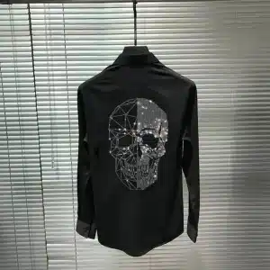 Geometric Crystal Skull Stones Men's Long Sleeve Dress Shirt