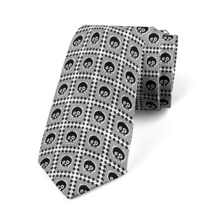 Geometric Skull Grid Pattern Monochrome Necktie