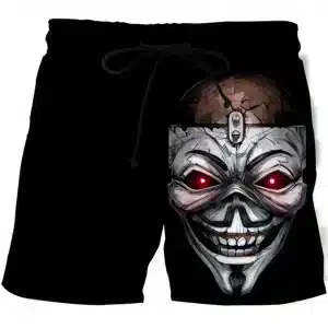 Glowing Red-Eyed Cyber Skull Creepy Smile Men's Shorts