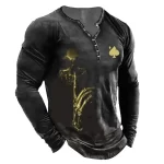 Golden Skull Silence Spade Henley Men’s Long Sleeve Shirt