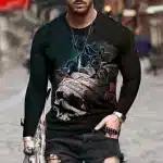 Gothic Bandage Roses Skull Horror Men’s Long Sleeve T-Shirt