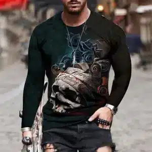 Gothic Bandage Roses Skull Horror Men’s Long Sleeve T-Shirt