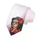 Gothic Calavera Sugar Skull Lady Rose White Tie