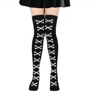 Gothic Crossed Bones Skeleton Black Women’s Stockings