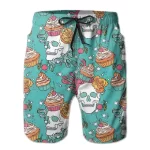 Gothic Cupcake Skull Paradise Pastel Teal Swim Trunks