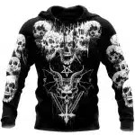 Gothic Demon Skull Pentagram Occult Black Men's Hoodie