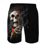 Gothic Flame Grim Reaper Skeleton Black Swim Trunks