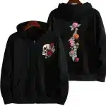 Gothic Floral Skull Spine Logo Women's Zip-Up Hoodie