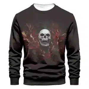 Gothic Floral Skull Wreath Black Men’s Sweatshirt