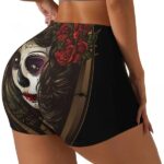 Gothic Floral Sugar Skull Girl Women’s Biker Shorts