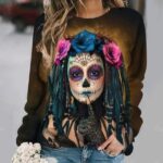 Gothic Girl Sugar Skull Face Make-Up Women's Sweatshirt