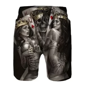 Gothic King and Queens Crowned Skeleton Swim Trunks