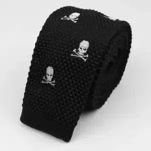 Gothic Knit Skull Icon Embroidered Men's Flat-End Necktie