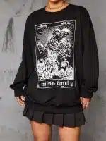 Gothic Miss Angel Skeleton Couple Card Women's Sweatshirt